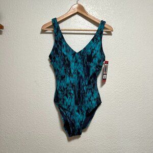 NWT TYR One Piece Swimsuit Green‎ Removable Cups Size M